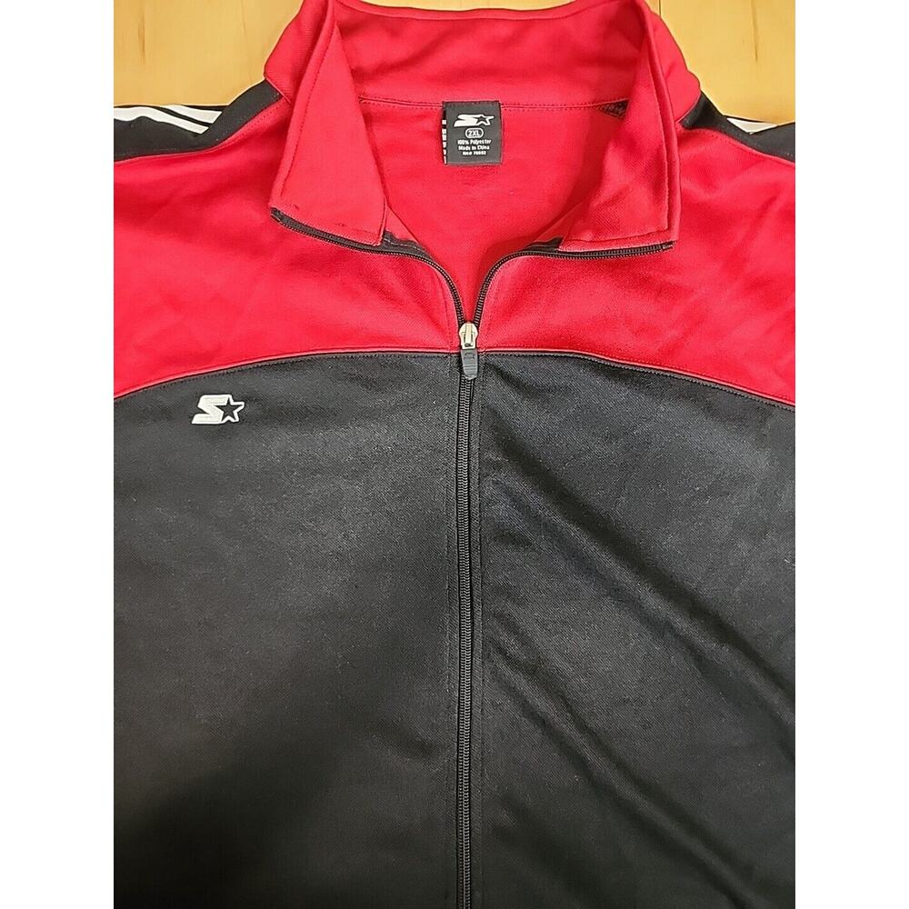 Men's Starter Jacket 2xl Black & Red Full Zip, Jogging, Warm Up, Track - Picture 3 of 4
